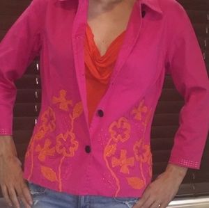 Chico's pink 3/4 sleeve jacket. NWT. Size 0.