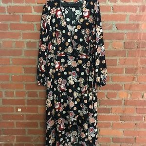 Fall Floral Hi-Low Wrap Dress
