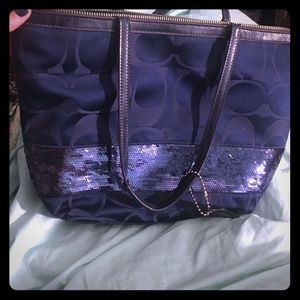 Navy sequin coach purse