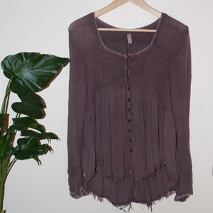 Free People Purple Long Sleeve Top