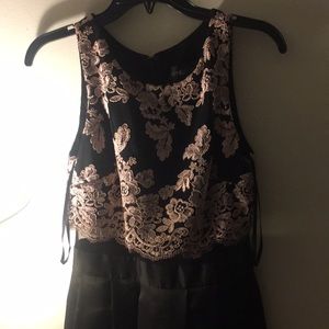 Women's Black and Pink Lace Maxi Dress