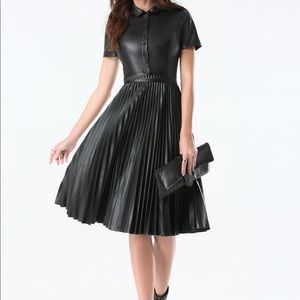 Bebe Black Pleated Skirt w/ Lace Detailing