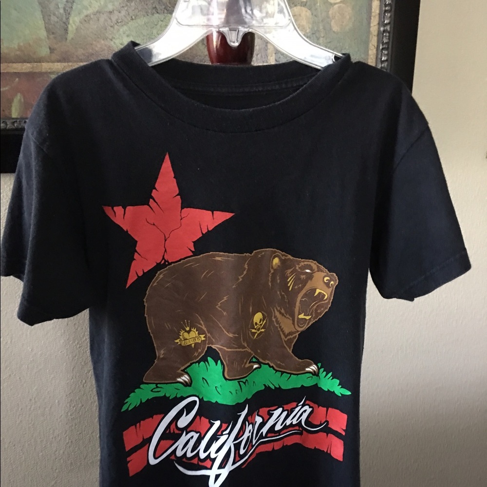 California bear t shirt black short sleeves