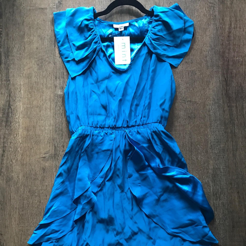 Luna Lara Silk Dress, Aqua, NWT, Small