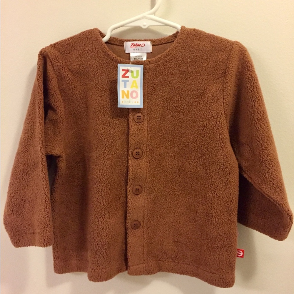 Zutano Brown Cozie Cardigan Size 18-24 months BNWT