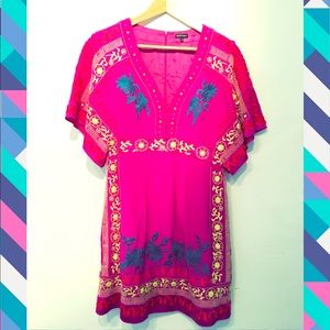 Embroidered Folkloric Styled Tunic Silk Dress