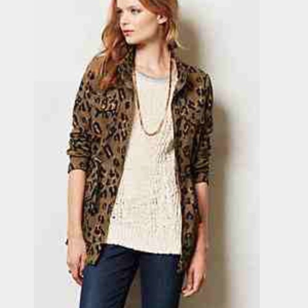 Anthropologie Leopard Utility Jacket Tabitha S
