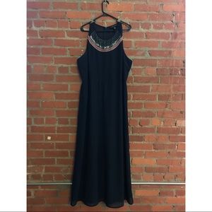 Beaded Maxi Dress High Neck