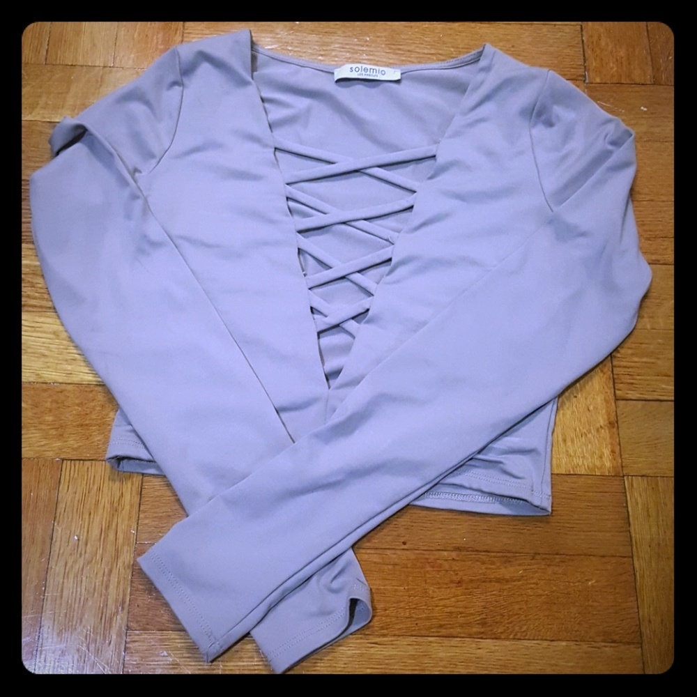 Gray Crop Top Long Sleeve