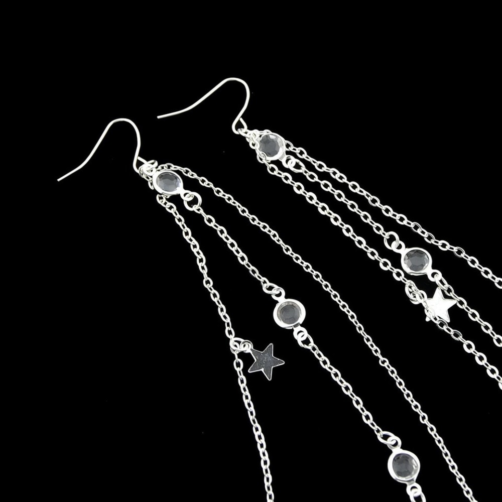 Long silver dangle earrings - Picture 2 of 3