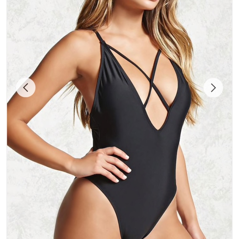 Forever 21 Strappy One-Piece Swimsuit in Black