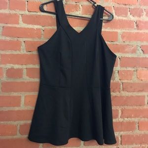 Black Unique Peplum Tank