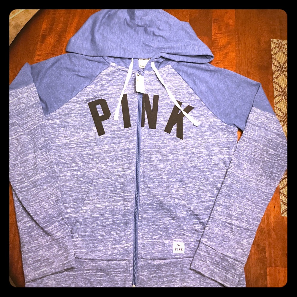 NWT blue heather full zip jacket by PINK