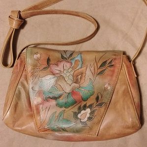 Painted leather purse, vintage