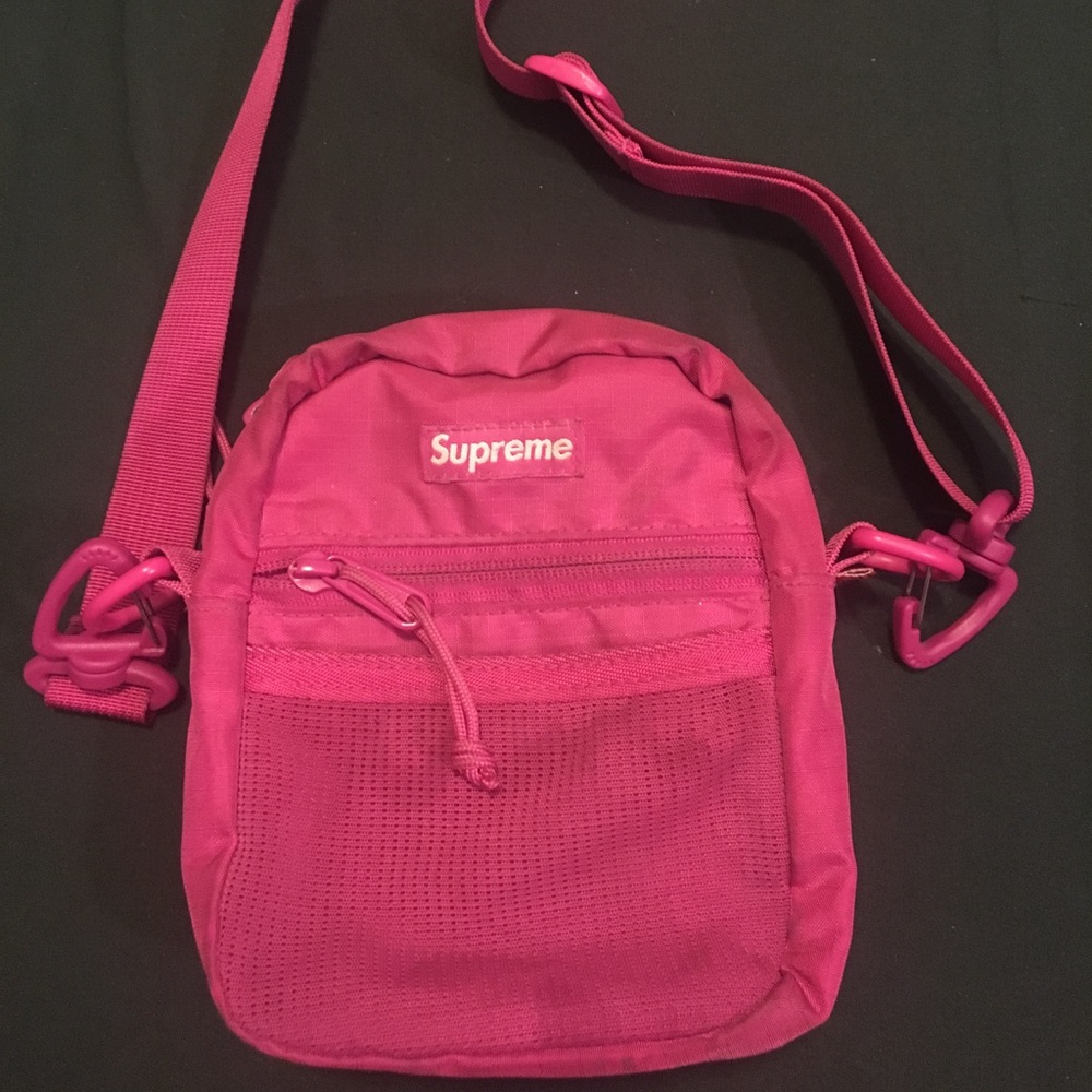 SUPREME Small Shoulder Bag Magenta box logo S/S17