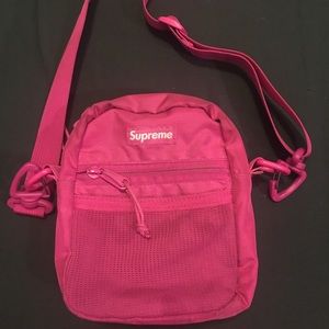 SUPREME Small Shoulder Bag Magenta box logo S/S17