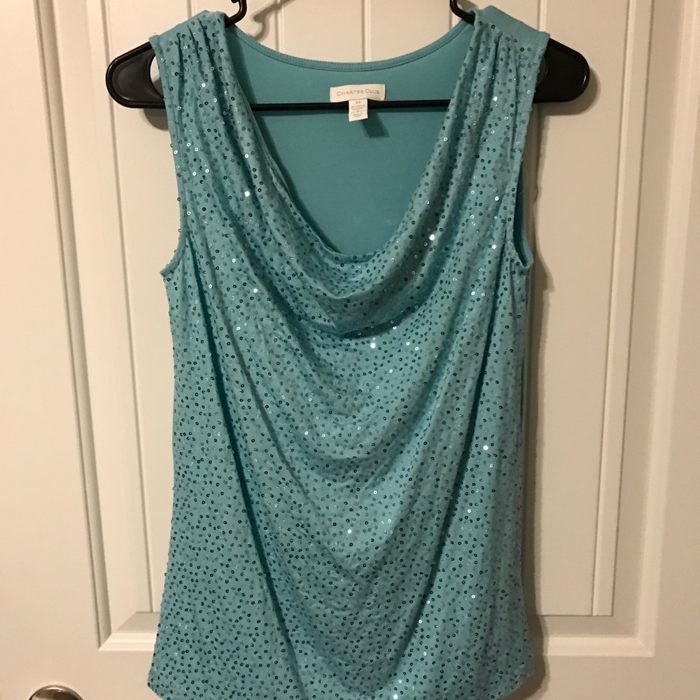 Light teal&sequin shirt