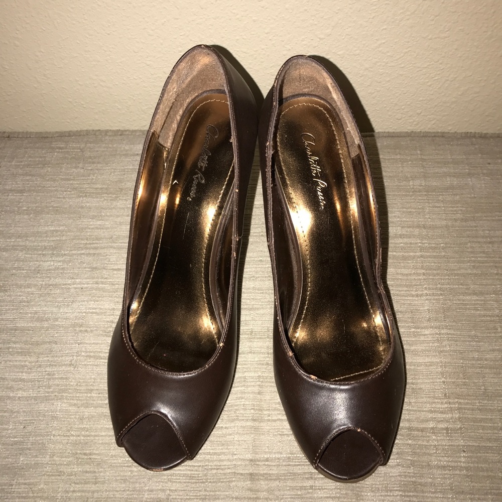 Brown Peep Toe Heels