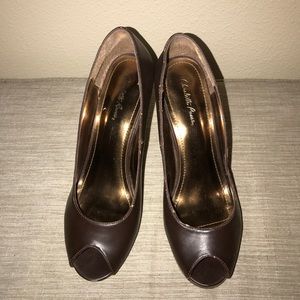 Brown Peep Toe Heels
