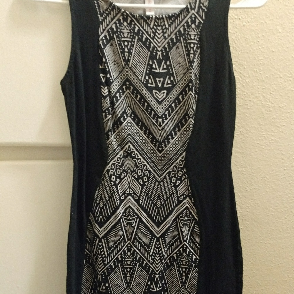 Black aztec bodycon dress