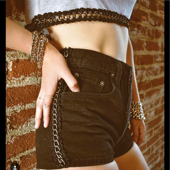 LF carmar side chain denim shorts - Picture 1 of 2