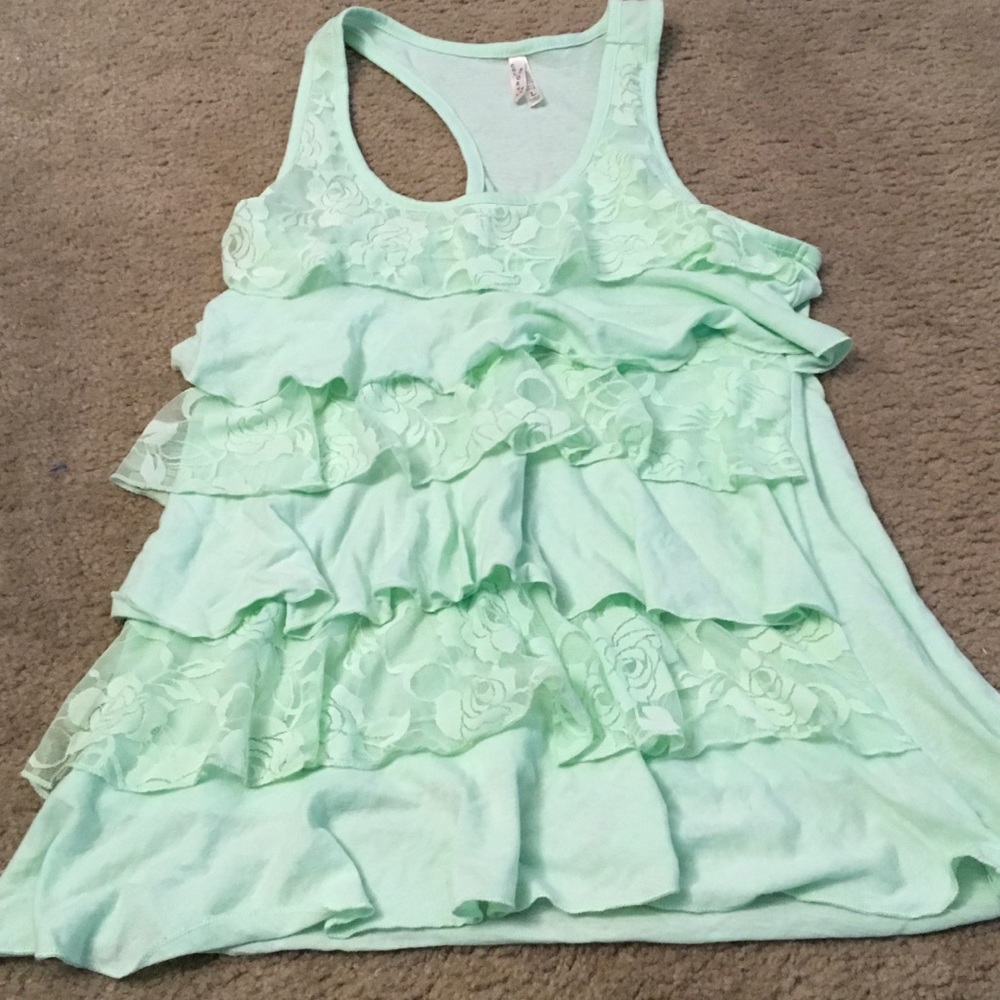Mint green lace tank top