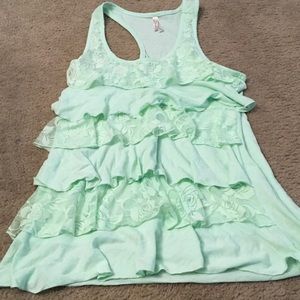 Mint green lace tank top