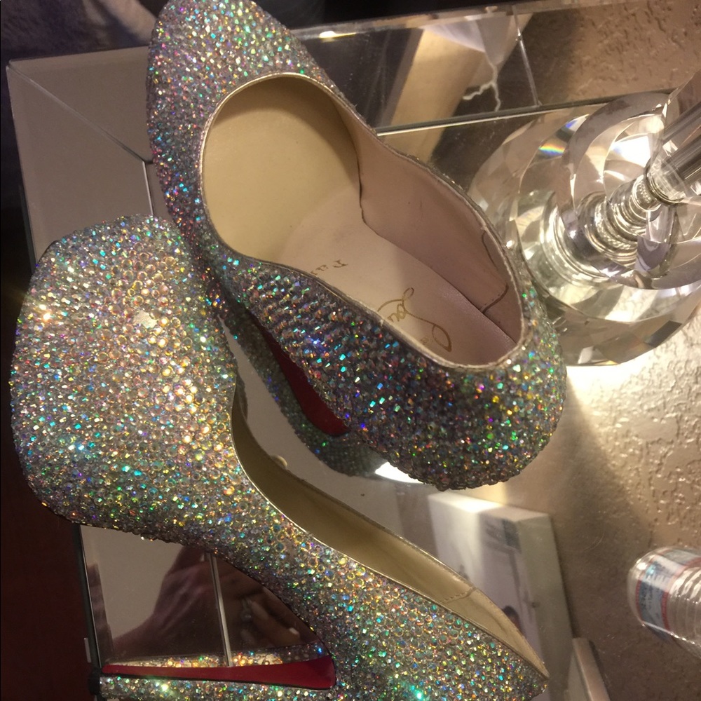 Red bottom shoes with rhinestones