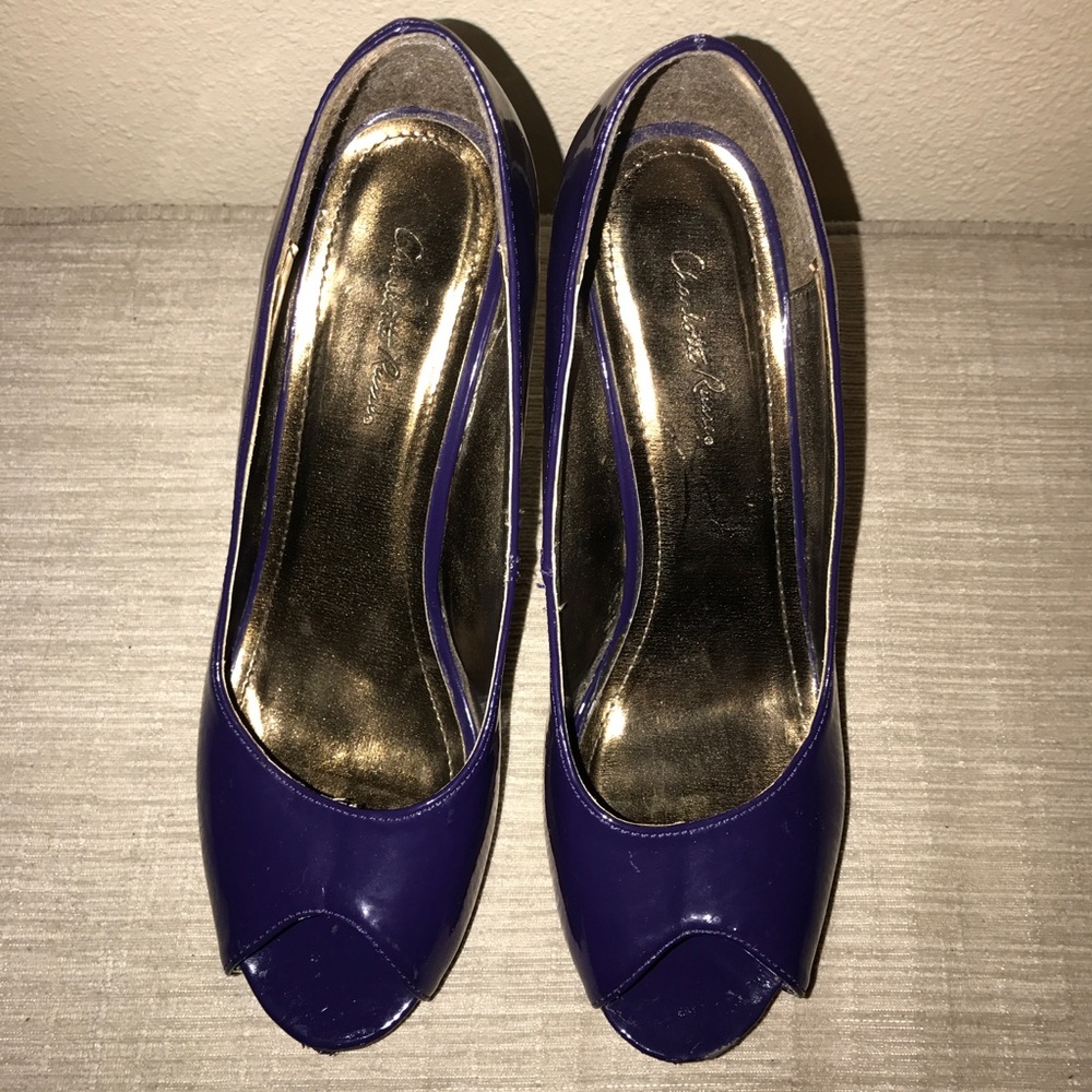 Purple Peep Toe Heels