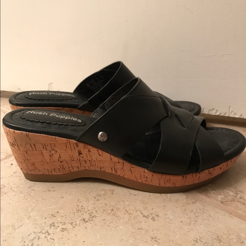 Hush Puppies Black Wedges