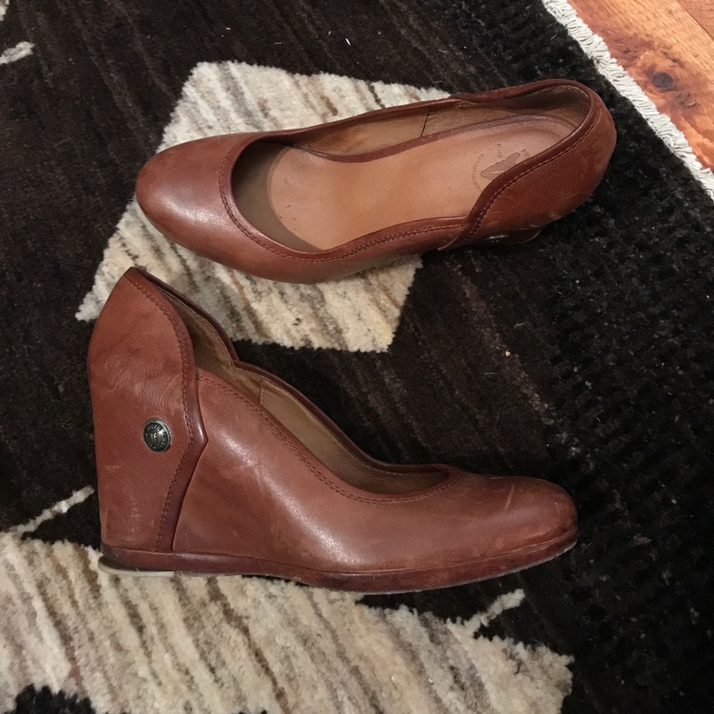 FRYE company leather wedge heels
