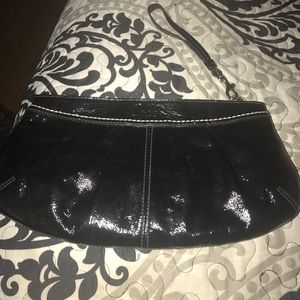 Black patent leather wristlet