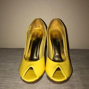 Yellow Peep Toe Heels