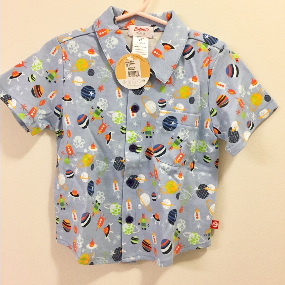 Zutano Sputnik space Short Sleeve 2T Camp Shirt