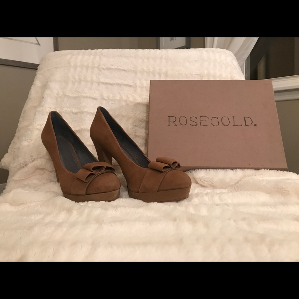 Rosegold - Danielle Suede Platform Pumps - Brown