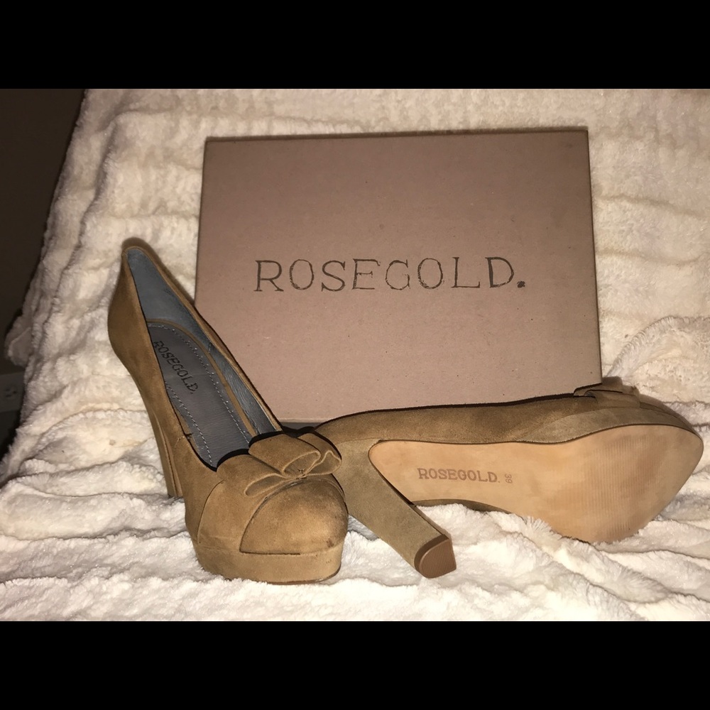 Rosegold - Danielle Suede Platform Pumps - Brown - Picture 2 of 5