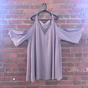 Cold Shoulder Lace Up Dress