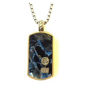 David Yurman Blue Pietersite dog tag necklace