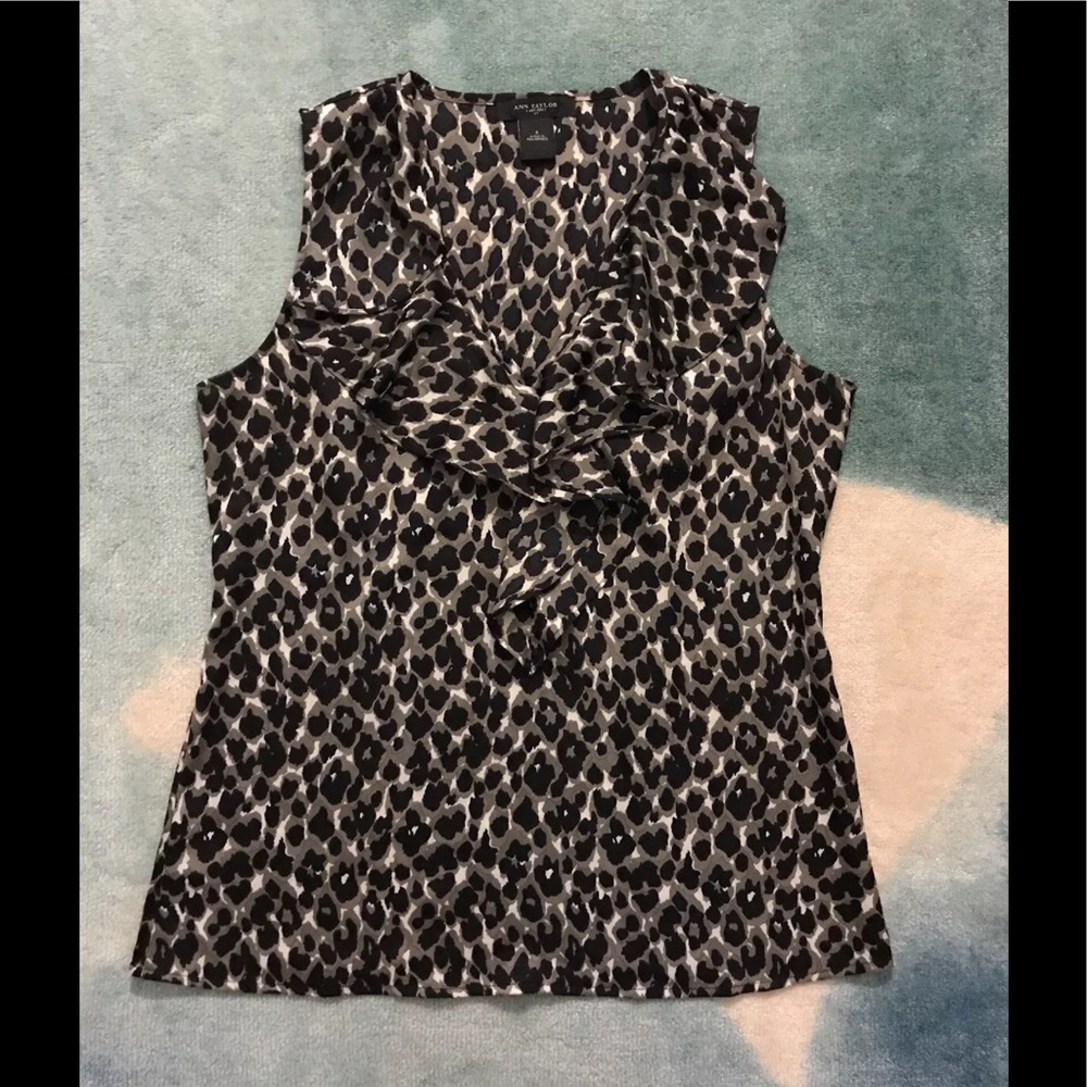 Ann Taylor Leopard Print Fall Ruffle Top