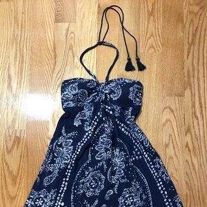 Navy blue floral print dress