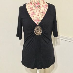 Soft Surroundings 3/4 Sleeve V-neck Top Medium Soft Surroundings 3/4 Sleeve V-neck Top Medium