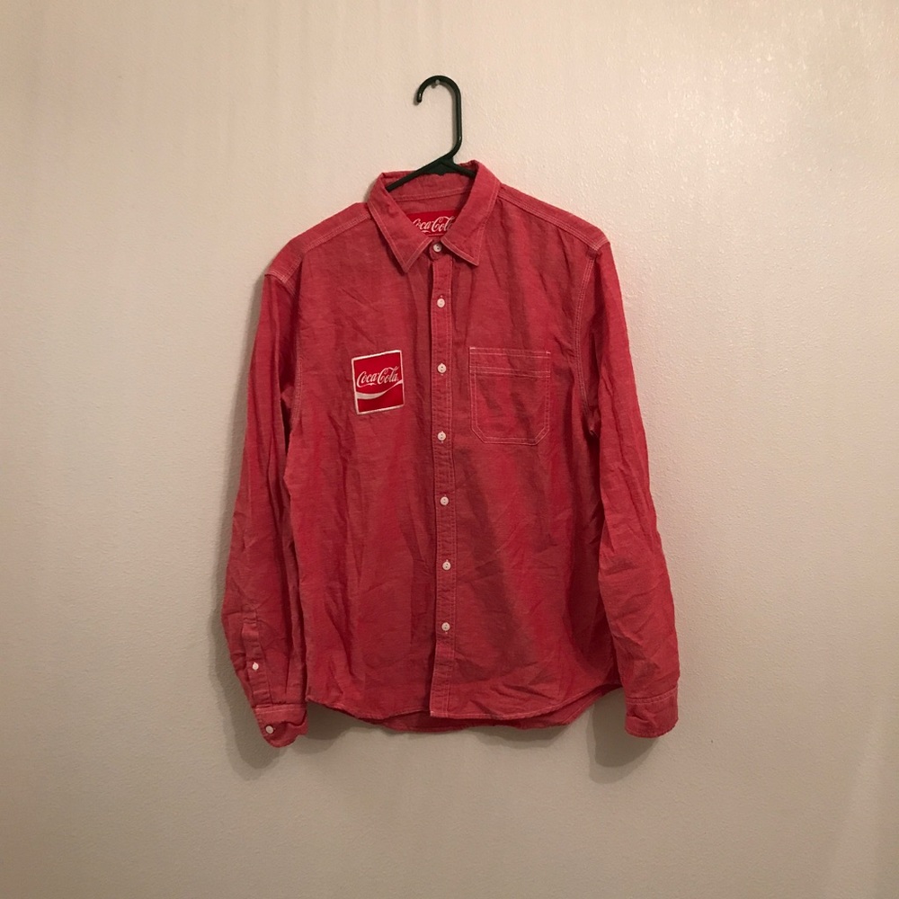 Coca-Cola Men's Long Sleeve Button Down Shirt Sz S