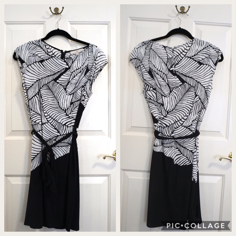 Loft black and white patterned dress