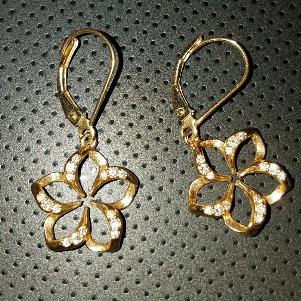 Plumeria diamond earrings