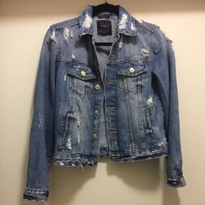 Zara Distressed Denim Jacket size SM