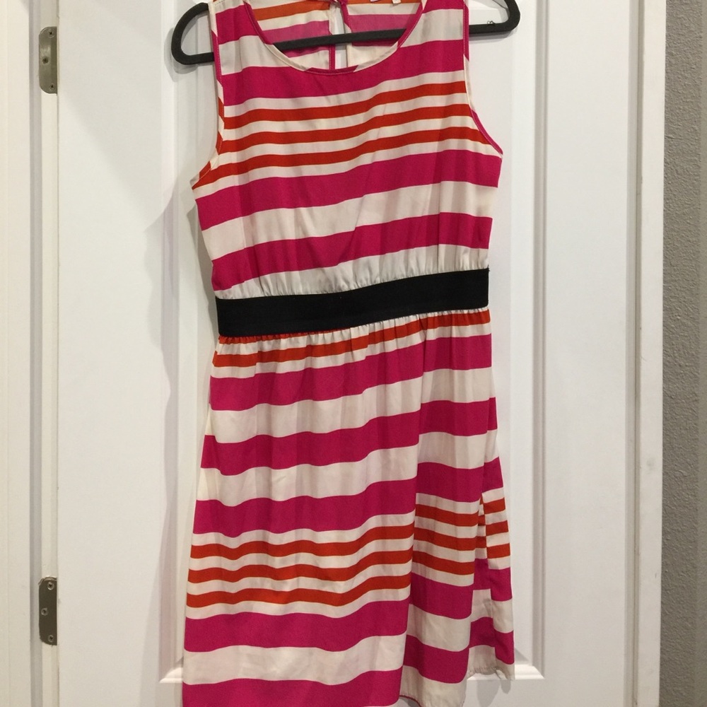 Rosebud easy-to-wear pink and orange striped dress