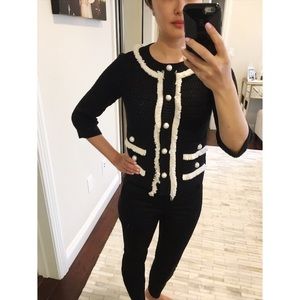 St John Couture Cardigan Black/White with Pearls St John Couture Cardigan Black/White with Pearls