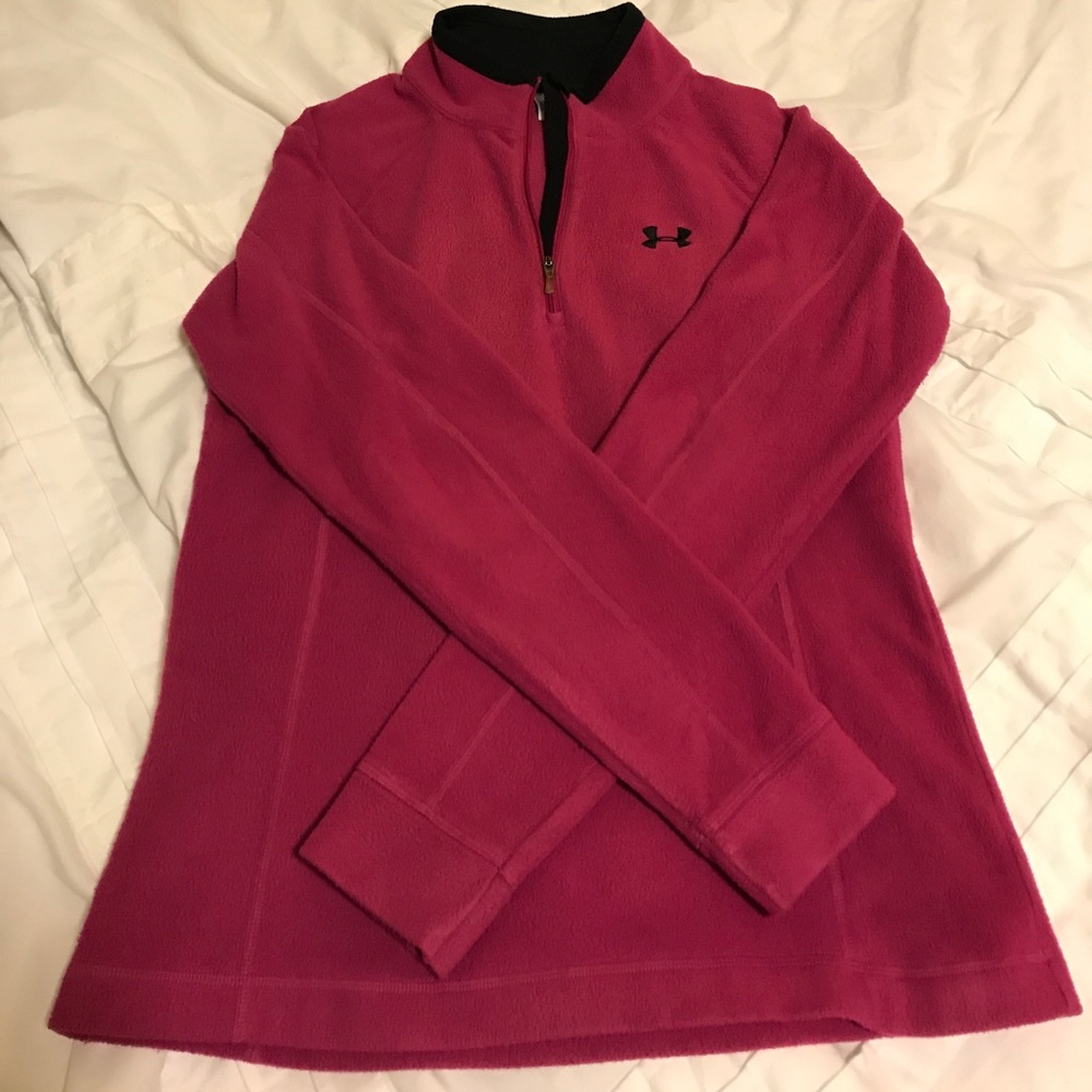Magenta and black Under Armor fleece quarter zip