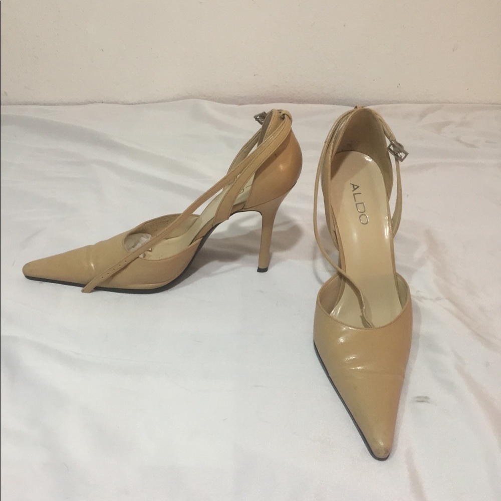 Tan Aldo Point Toe Heels