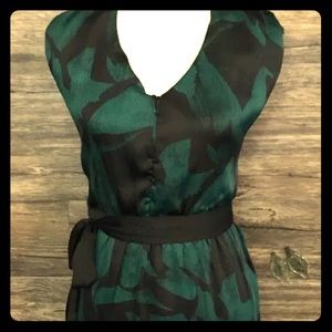 Anthropologie Empire belted green dress size L